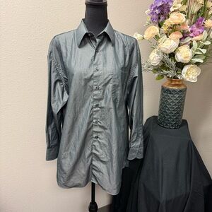 J. Ferrar Gray Button Down Dress Shirt 16.5 32/33 Classic Fit Long Sleeve